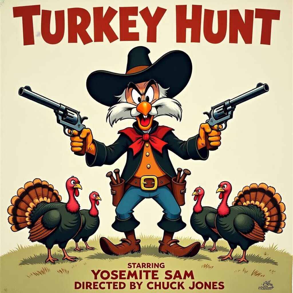 Yosemite Sam Movie Poster for Turkey Hunt
