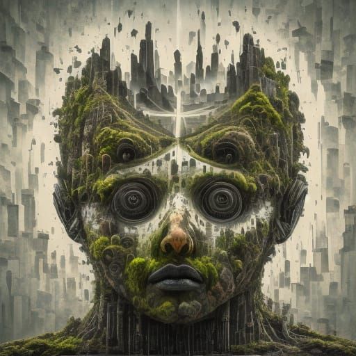 Mechanistic Brutalist Portraits in Hyperealistic Style