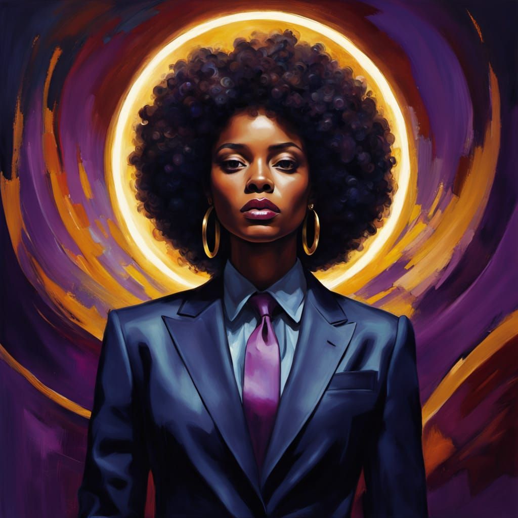 Modern Queen in Abstract Expressionist Oil Painting