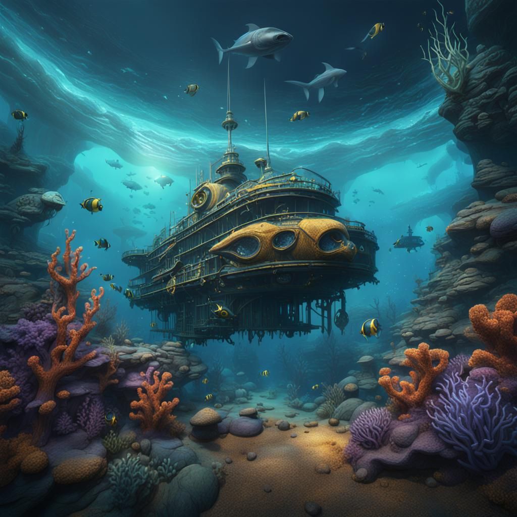 Fantastical Deep Sea Diving Matte Painting