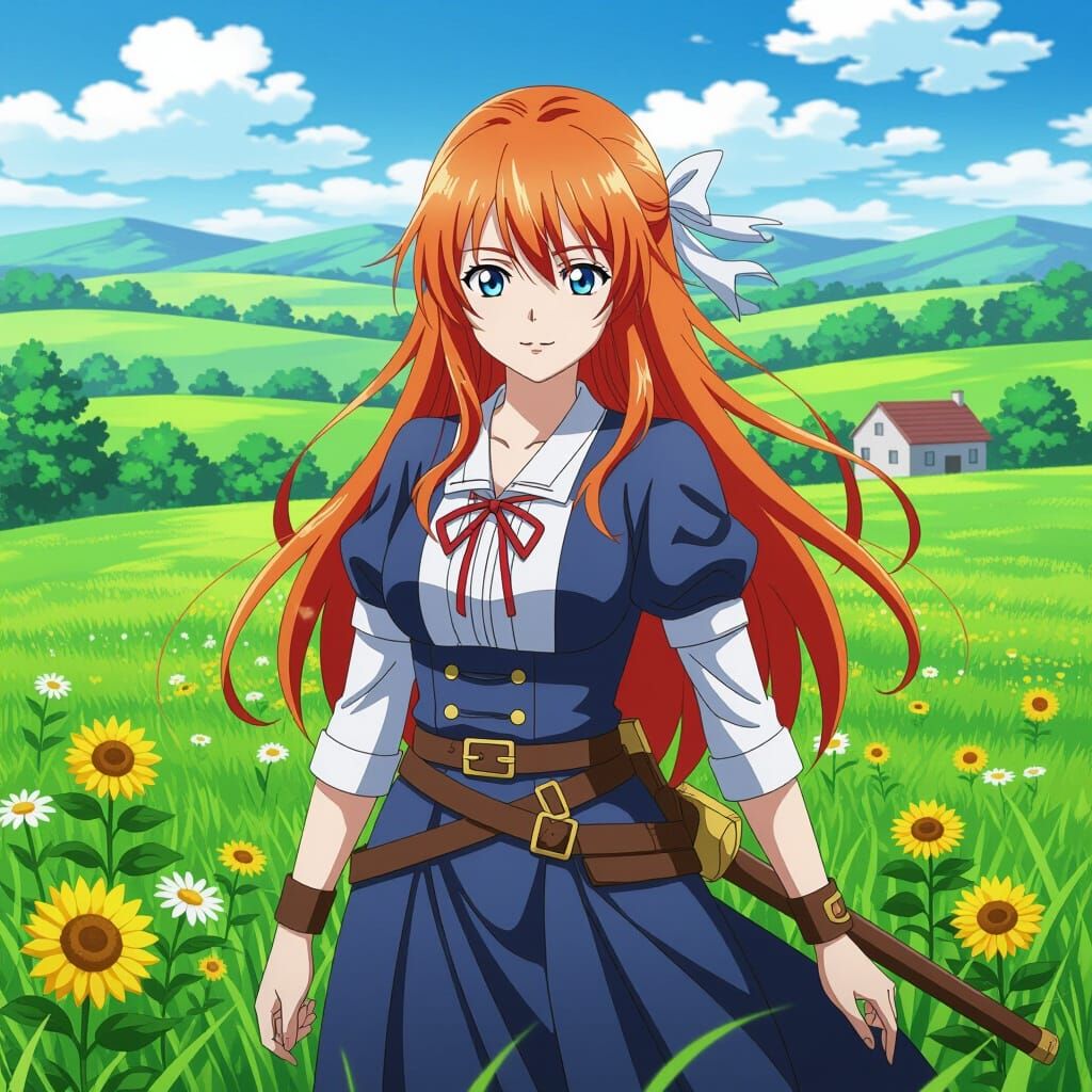 Isekai Woman Gazing at Mystical Landscape