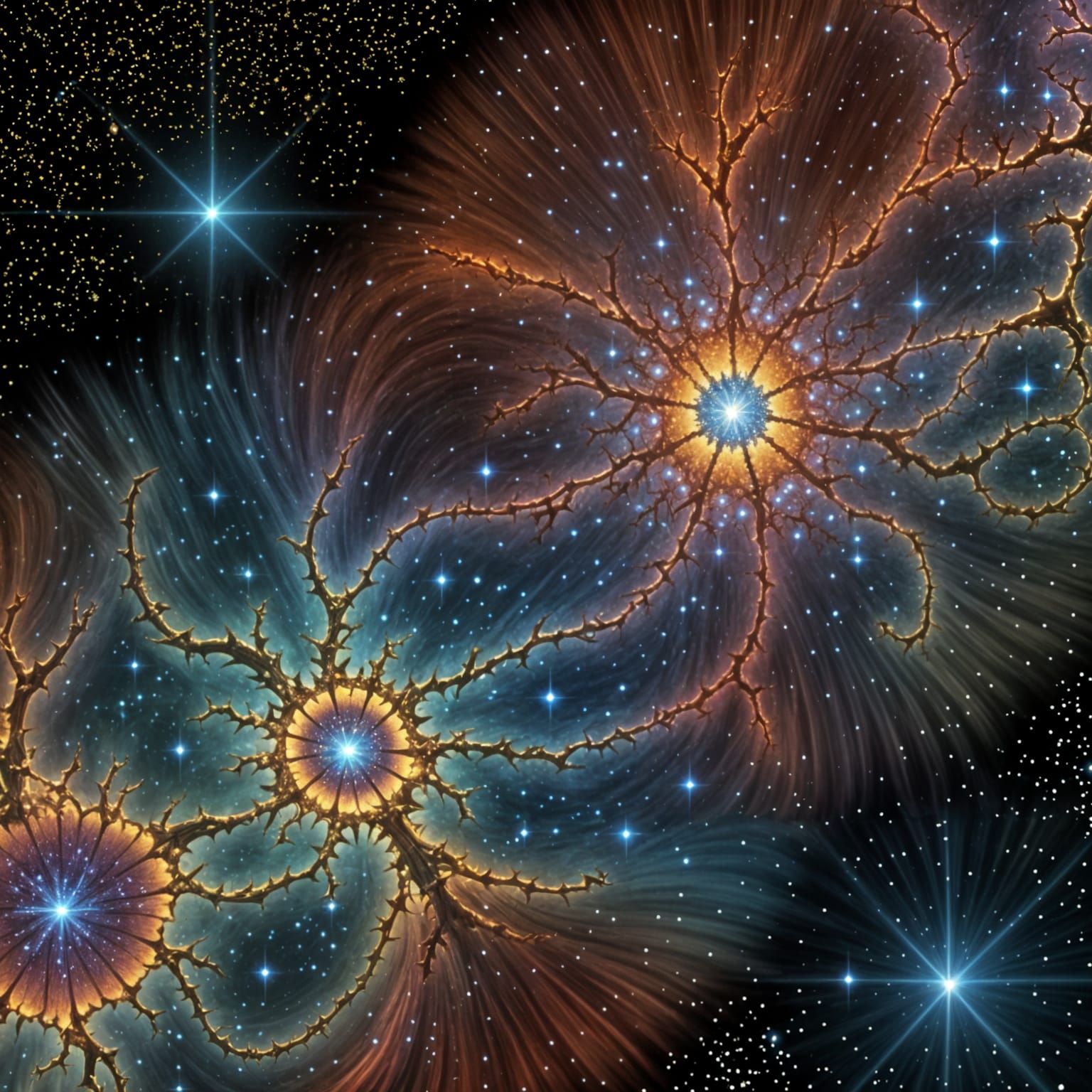 Surreal Mandelbrot Galaxy with Endless Star Field