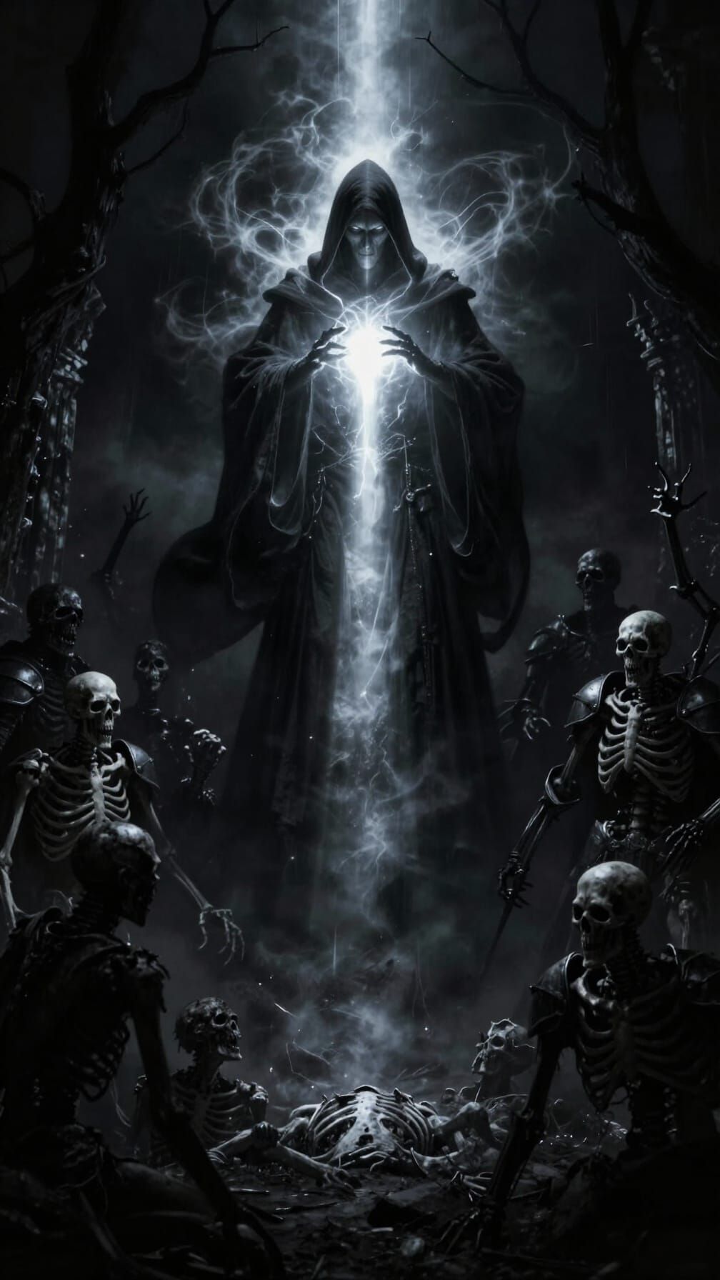 Hooded Necromancer in Gothic Shadow