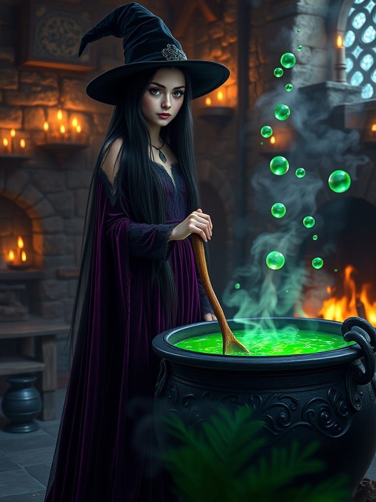 Mystical Witch in Dark Fantasy Setting
