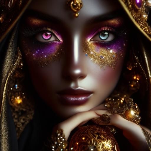 Mysterious Woman with Glowing Orb in Baroque Portrait