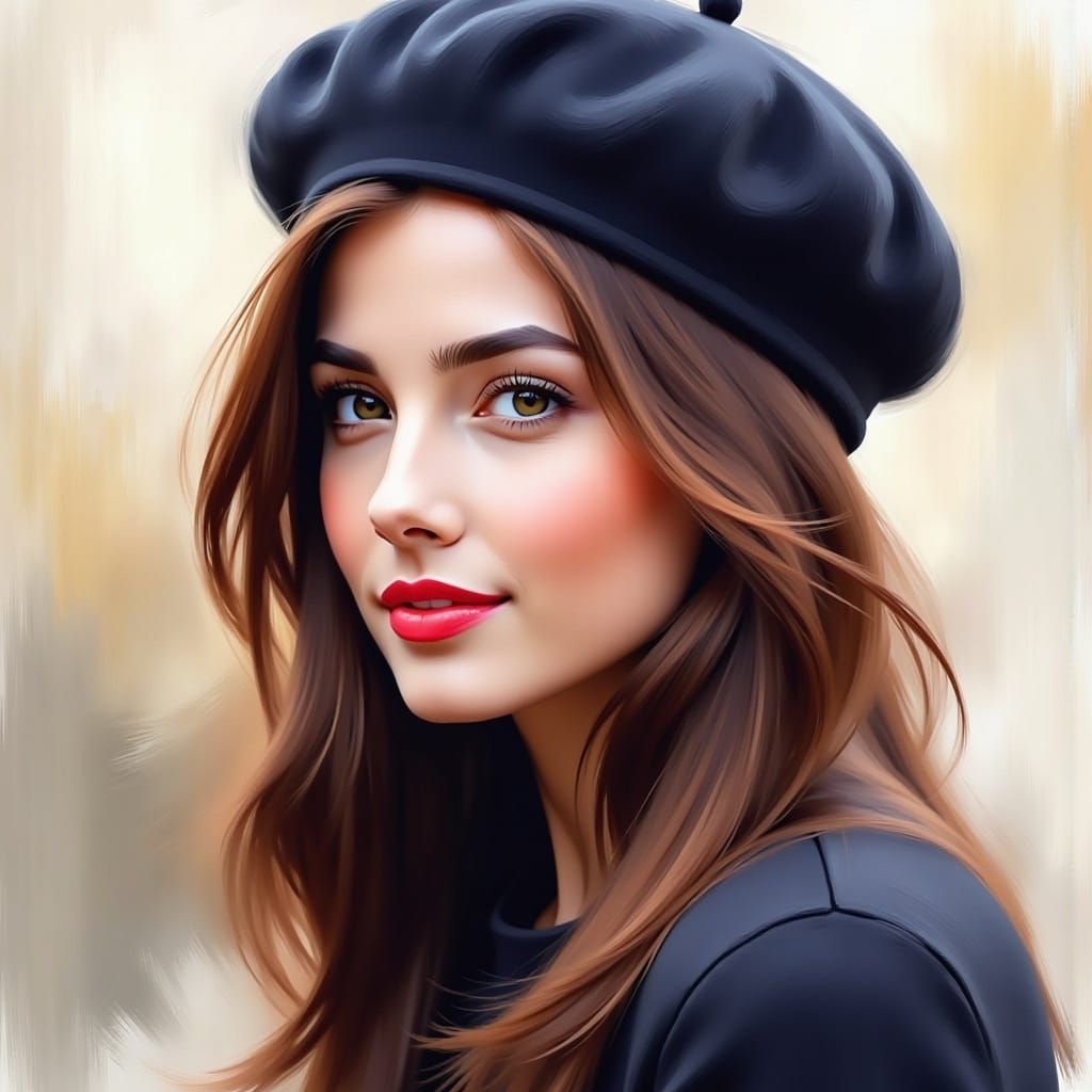 Woman in Beret: Soft Focus Digital Painting