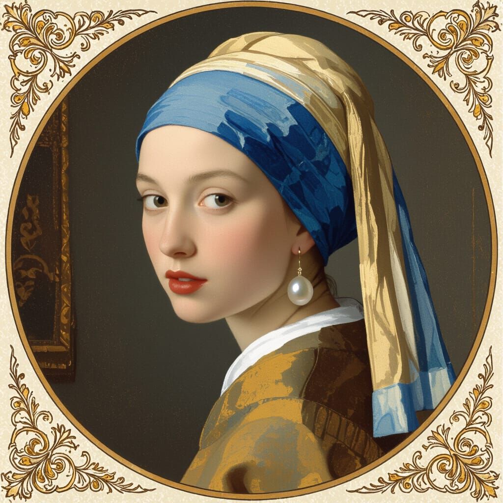 Rosé as Vermeer's Girl with a Pearl Earring