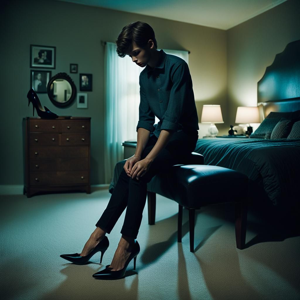 Dramatic Film Still: Boy with High Heels