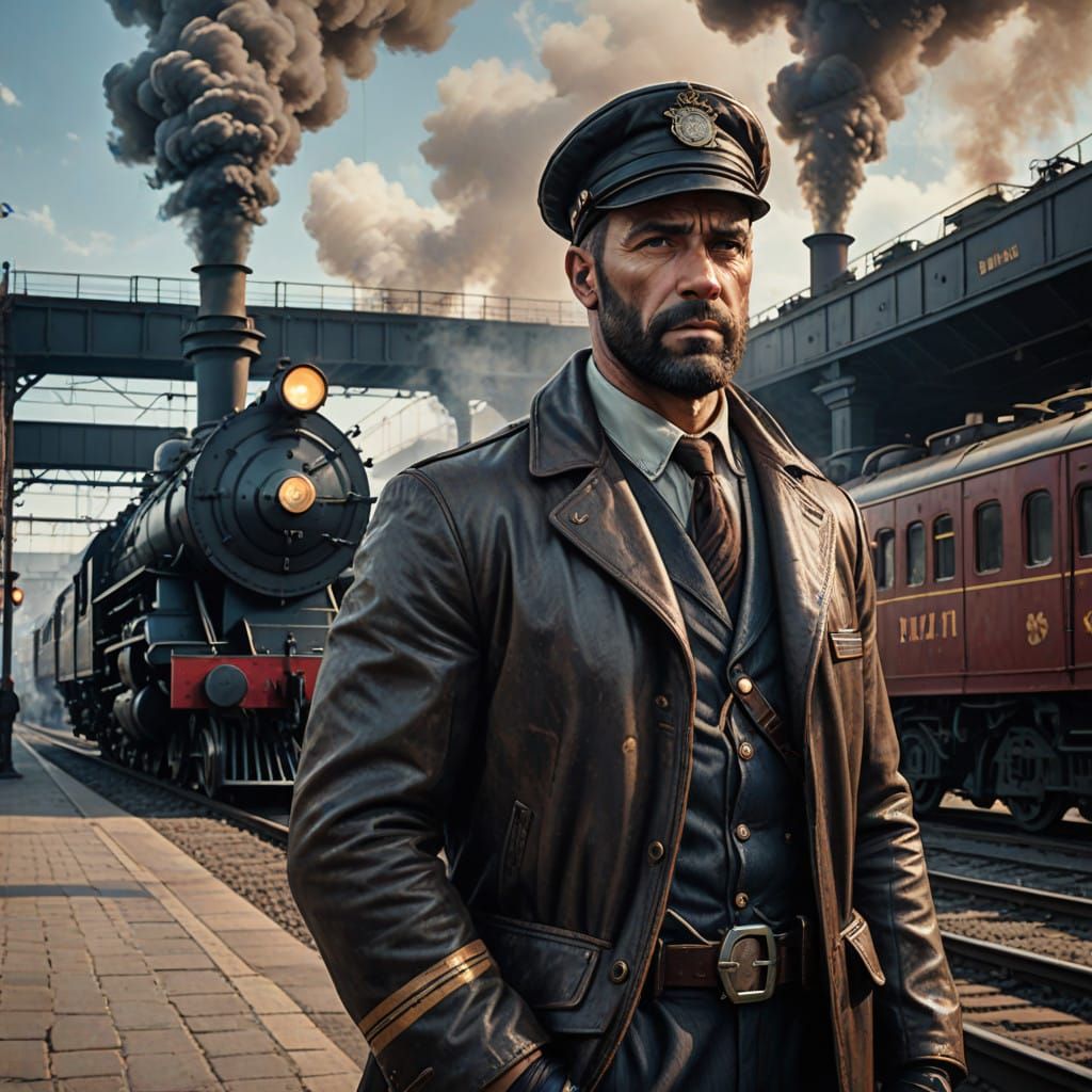Hercules as a Gritty Train Engineer in Industrial Fantasy