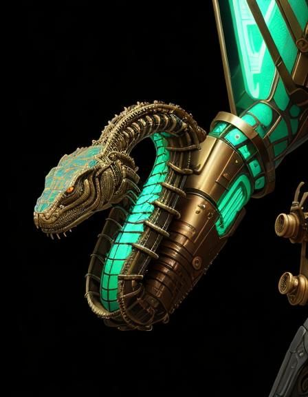 Steampunk Mechanical Snake Concept Art