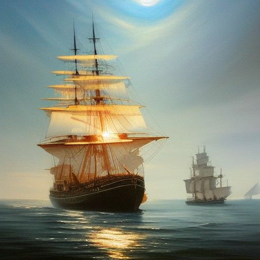 Age of Sail Ships at Twilight: Seascape Painting