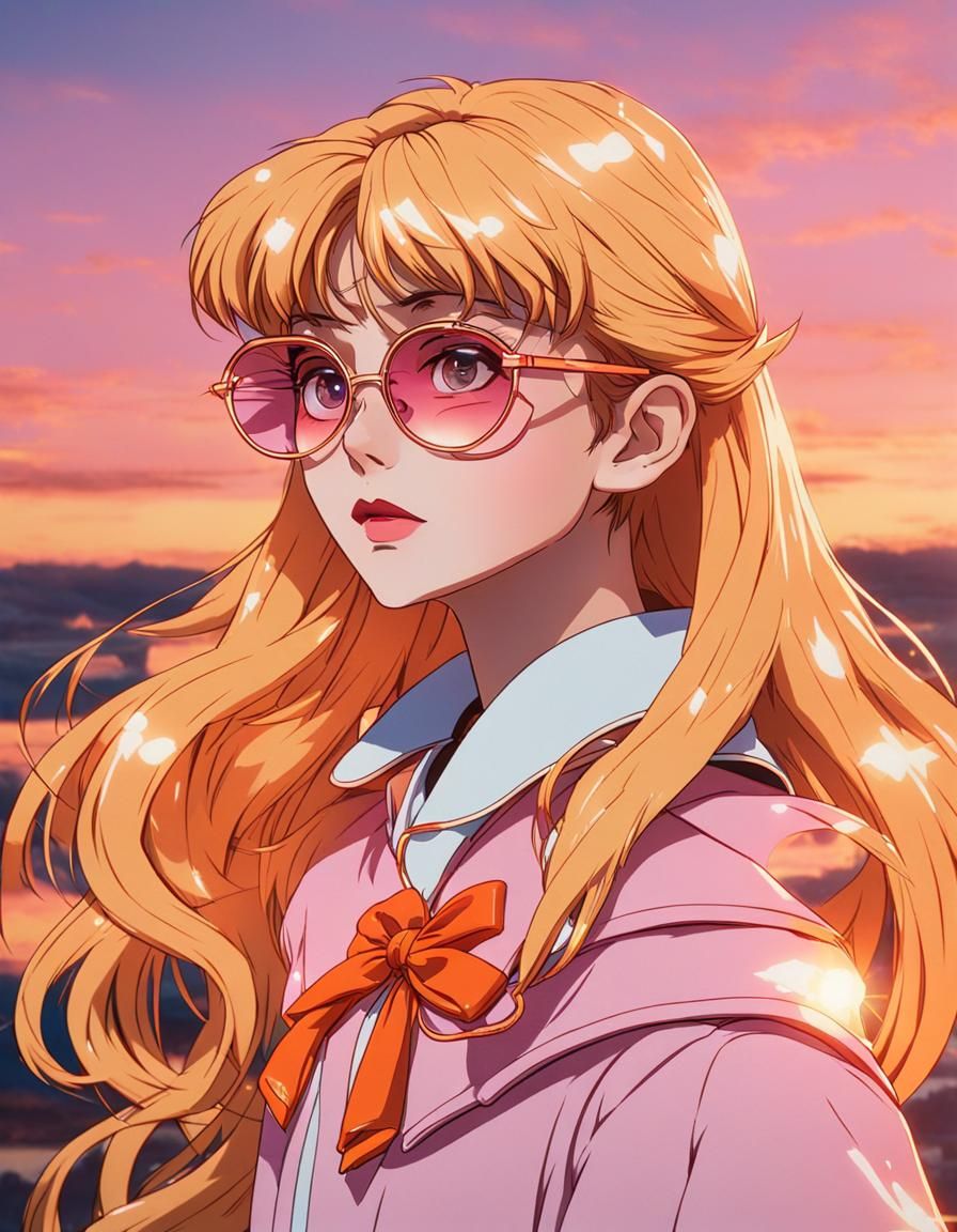 Sailor Venus in Pastel Sunset with Vintage Glasses