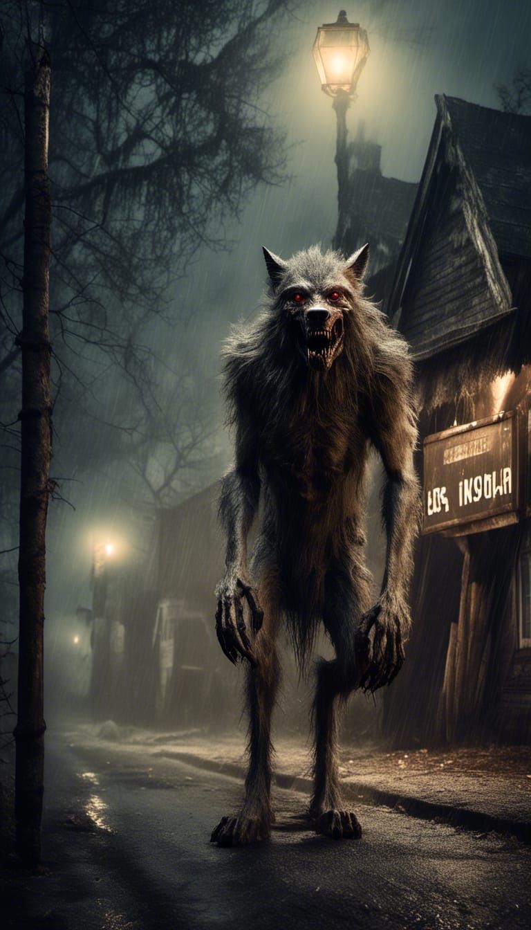 Werewolf Cryptid in Foggy Rural Town
