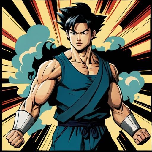 Goku as Frank Miller Comic Illustration