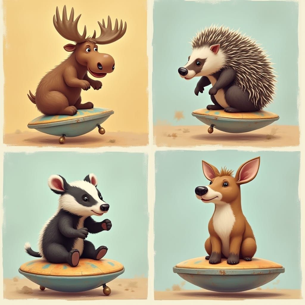 Collage of Four Square Panels in a 2x2 Grid