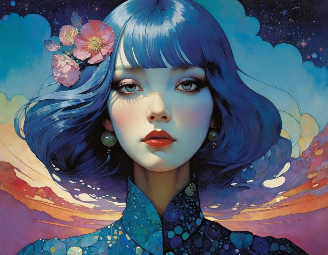 Ocean Scene in Art Nouveau Style