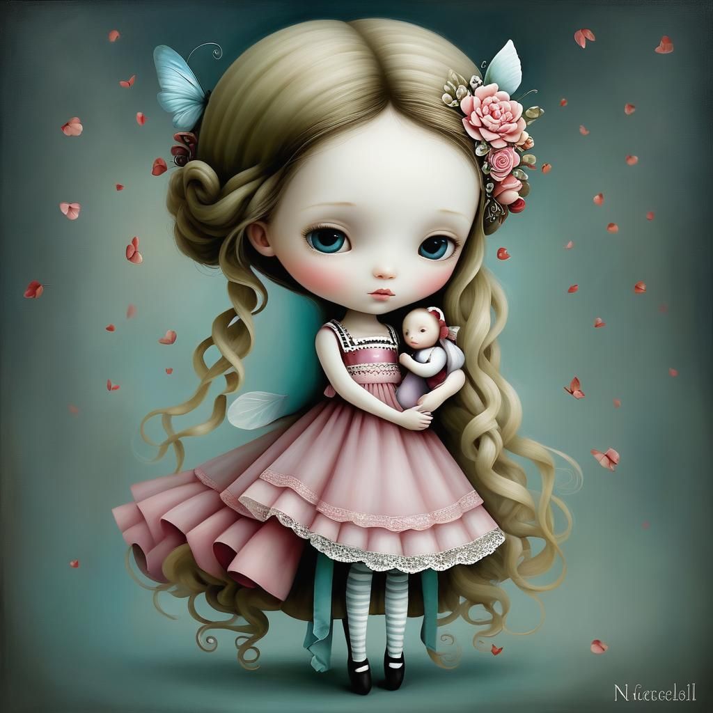 Surreal Embrace Inspired by Nicoletta Ceccoli