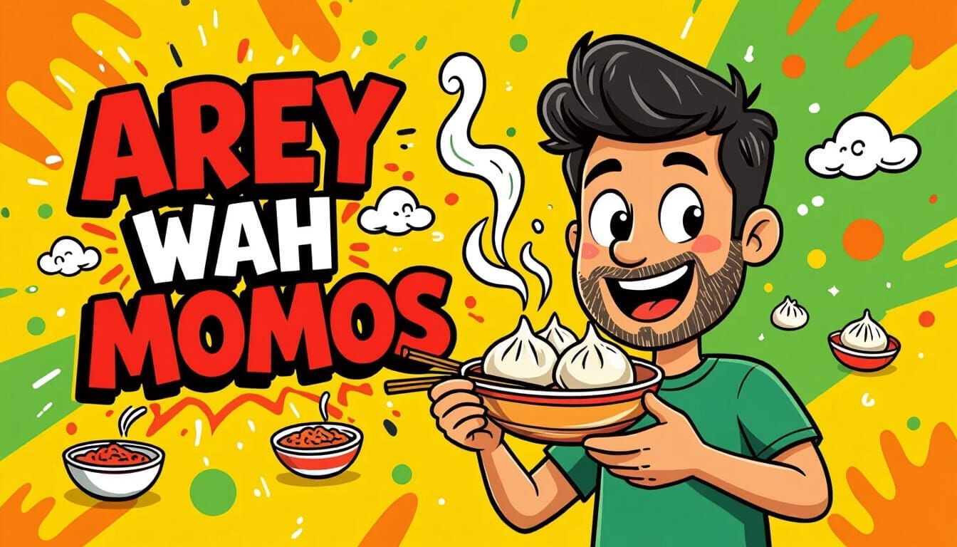 Cartoon Man with Momo in Pop Art Style