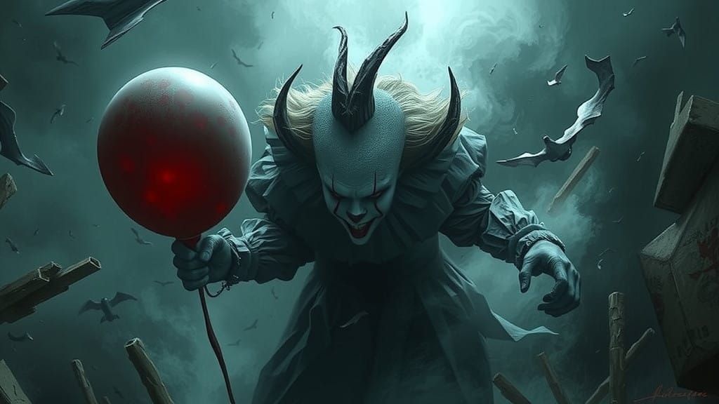 Pennywise in Dark Gothic Horror Style