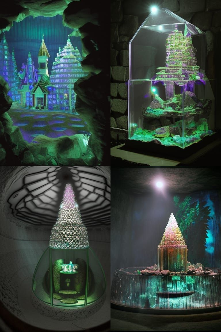 Underground Crystal Castle: A Fantasy Scene