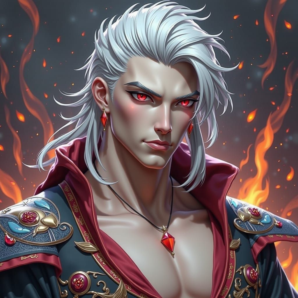 Handsome Fire Cultivator in Elegant Crimson Robes