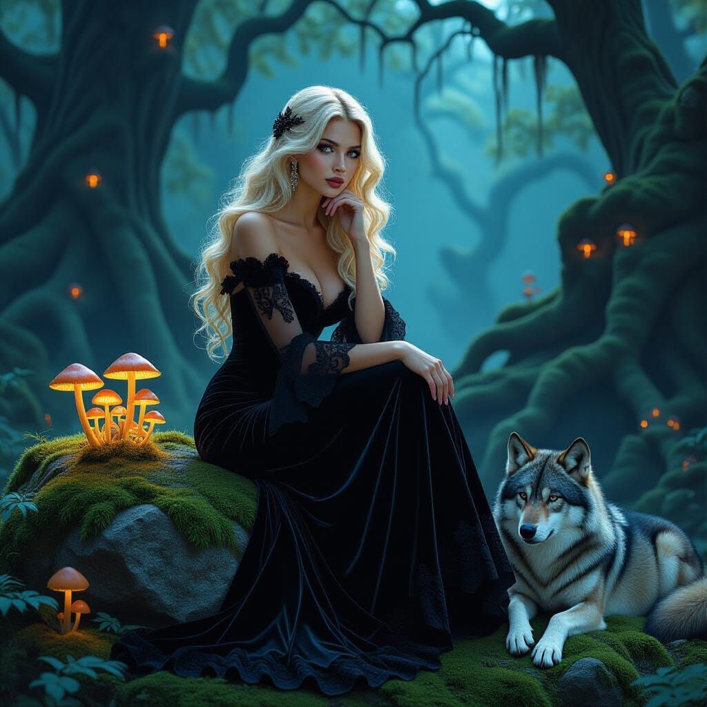 Enchanted Forest Scene in Dark Fantasy Style