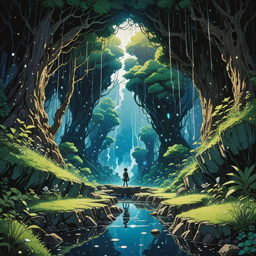 A Crystal Underwater Realm in Retro-Futuristic Style