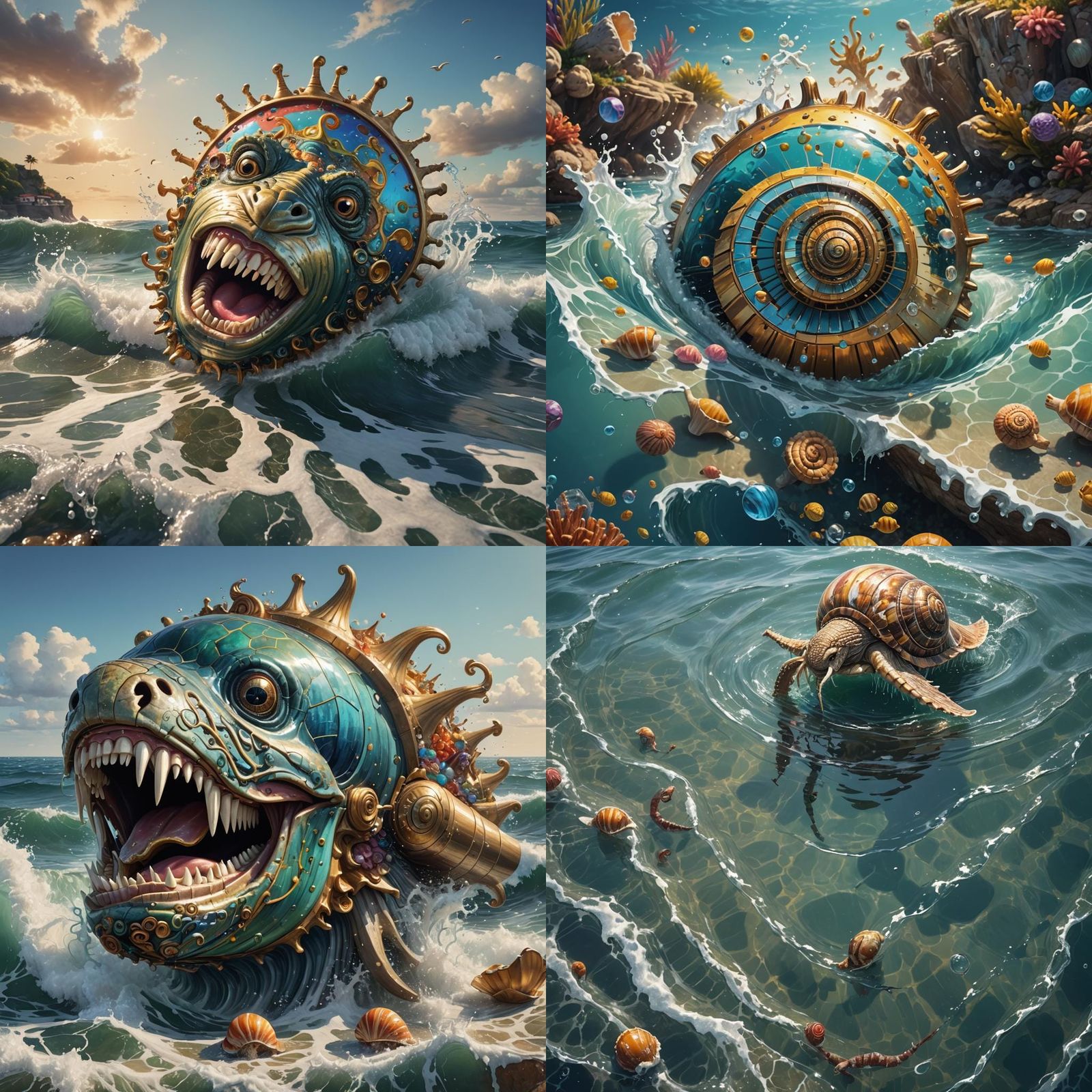 Piano Teeth Mouth with Quartz Snail Splash Art