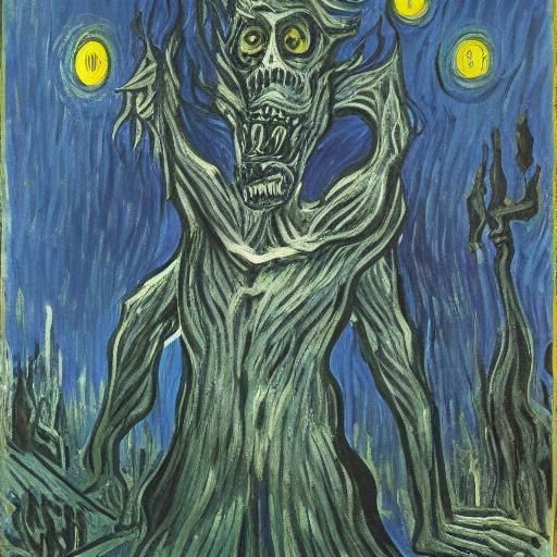 Abstract Gothic Dracula Emerges: Van Gogh-Inspired Art