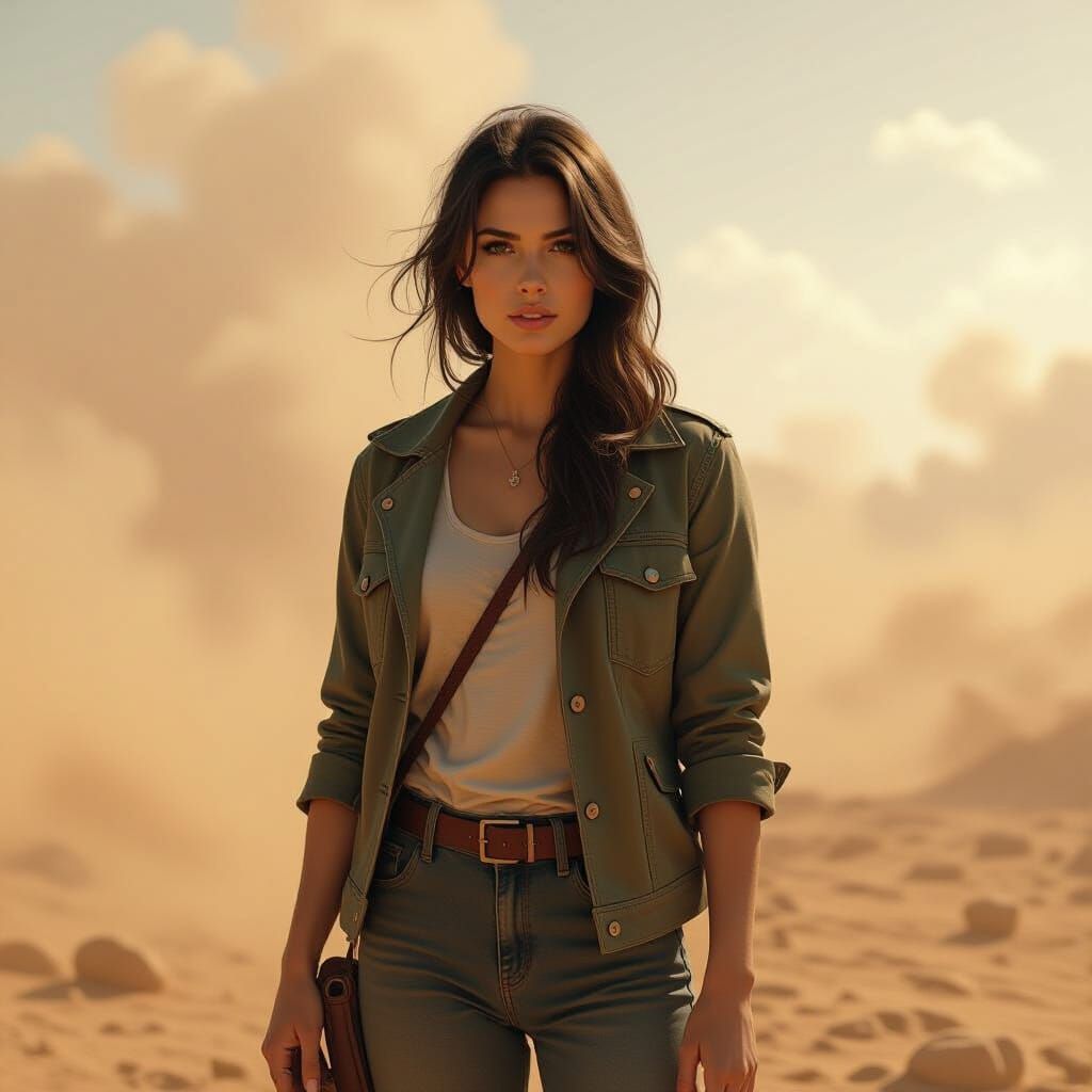 Hyperrealistic Figure in Dusty Environment as Digital Art