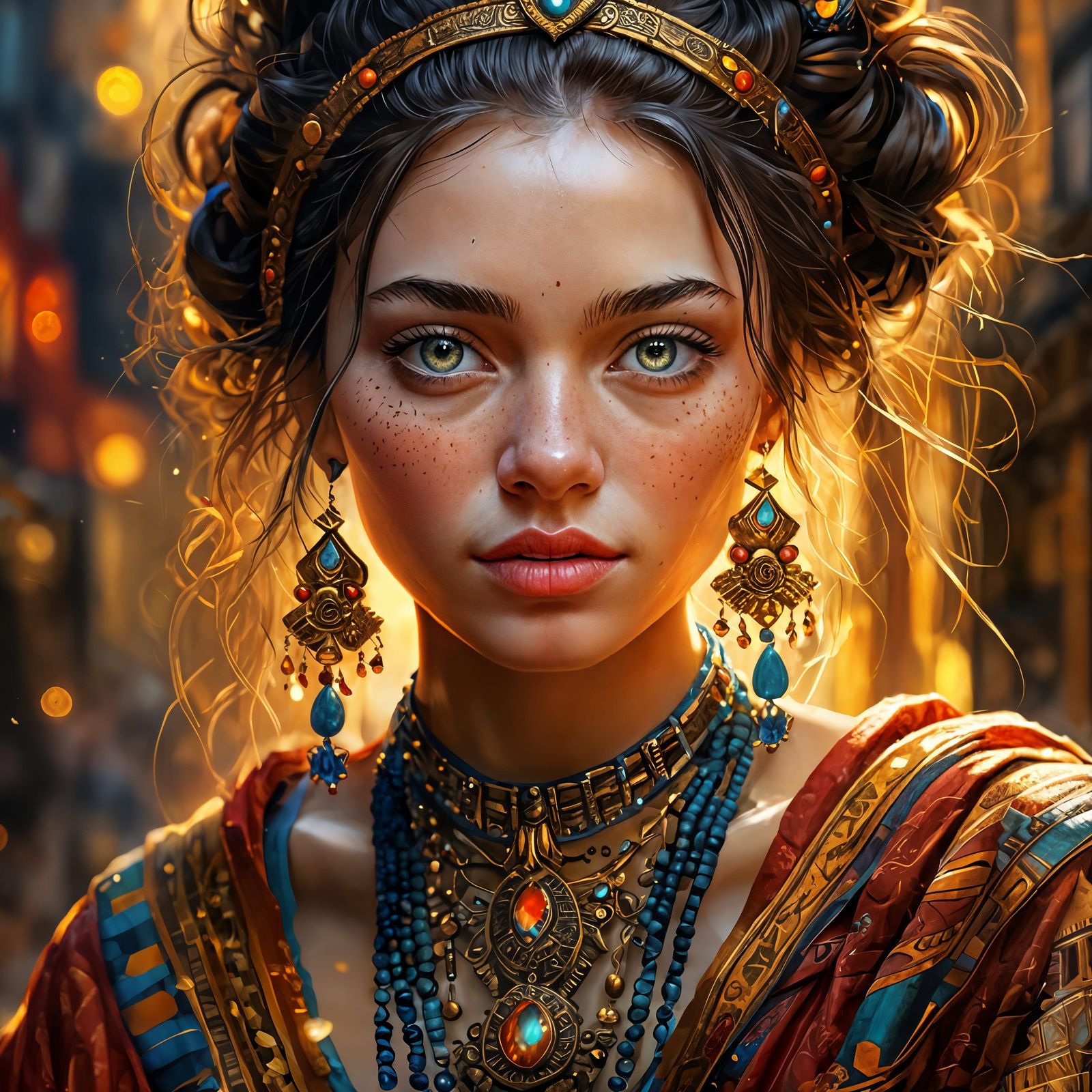 Hyperdetailed Girl with Amber Eyes: Fantasy Art