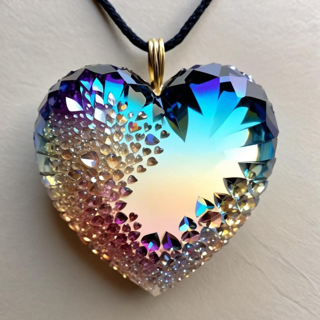 Reflective Ombre Crystal Heart Digital Art