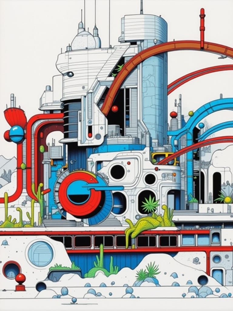 Brutalist Sci Fi Frontier Station in Desert