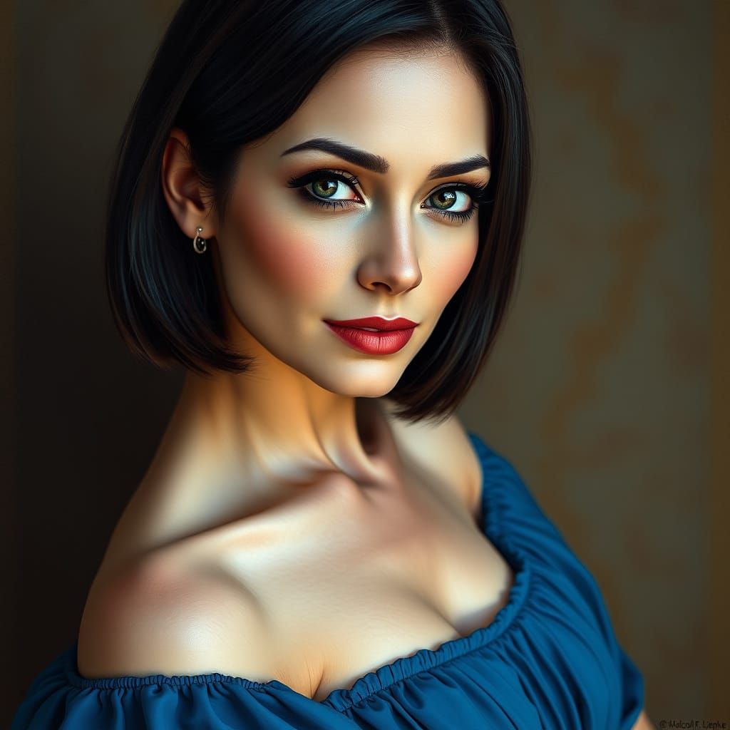 Elegant Woman in Soft Focus Oil Painting