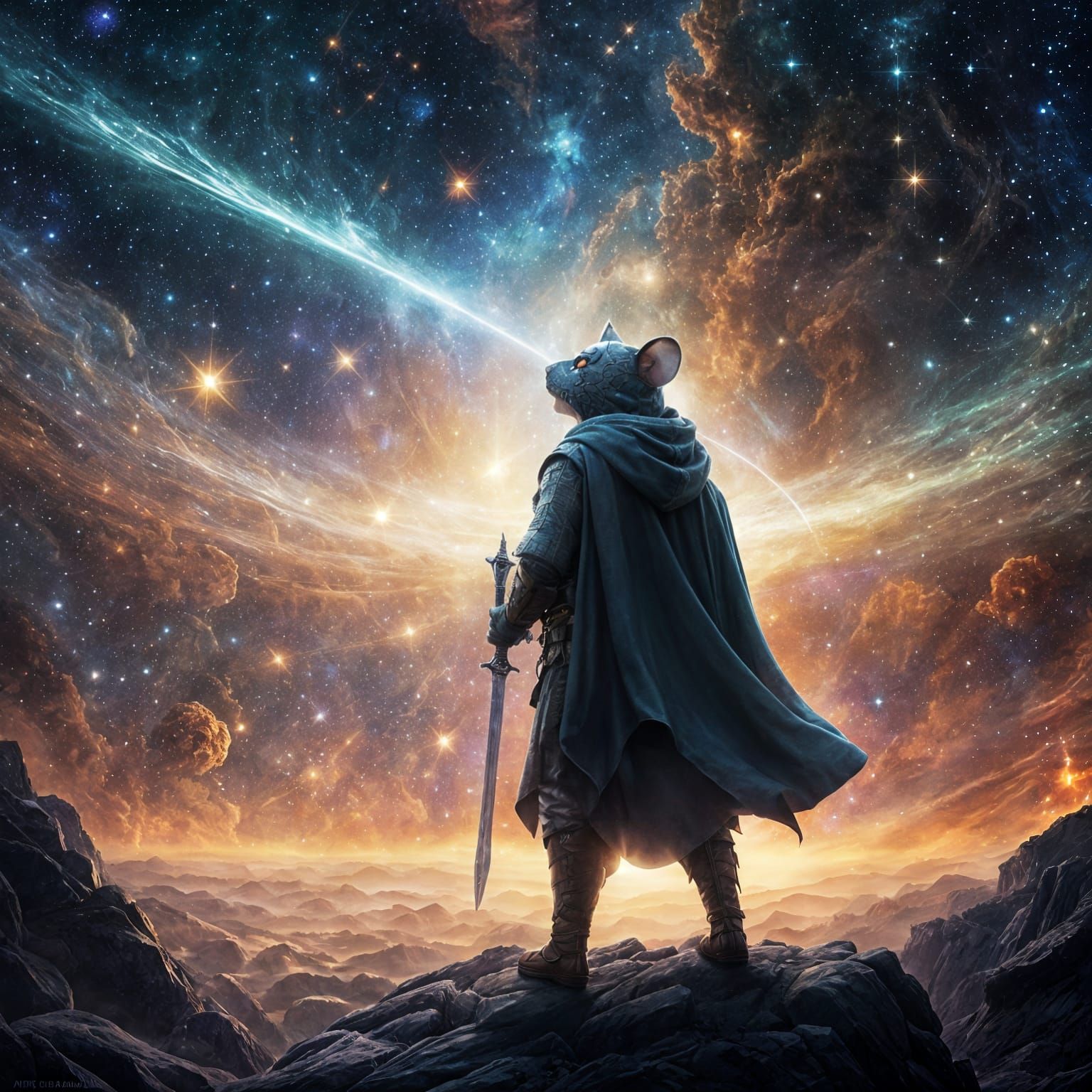 Cosmic Mouse Adventurer Made of Stars