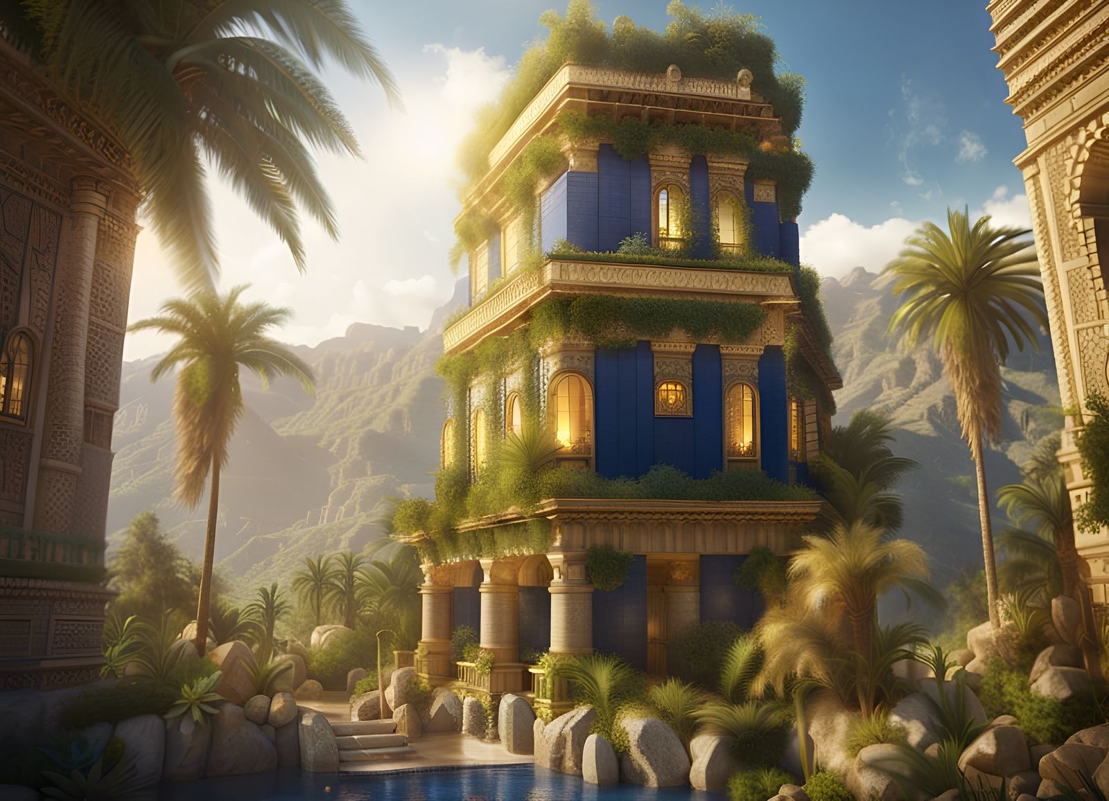 Hanging Gardens of Babylon Tower in Photorealistic CGI