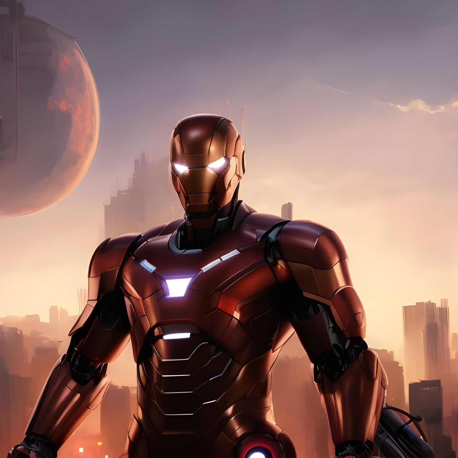 Robot Portrait in Metallic Style, Digital Illustration