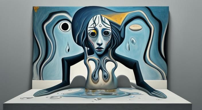 Surrealist Dripping Melting Image in Picasso Style