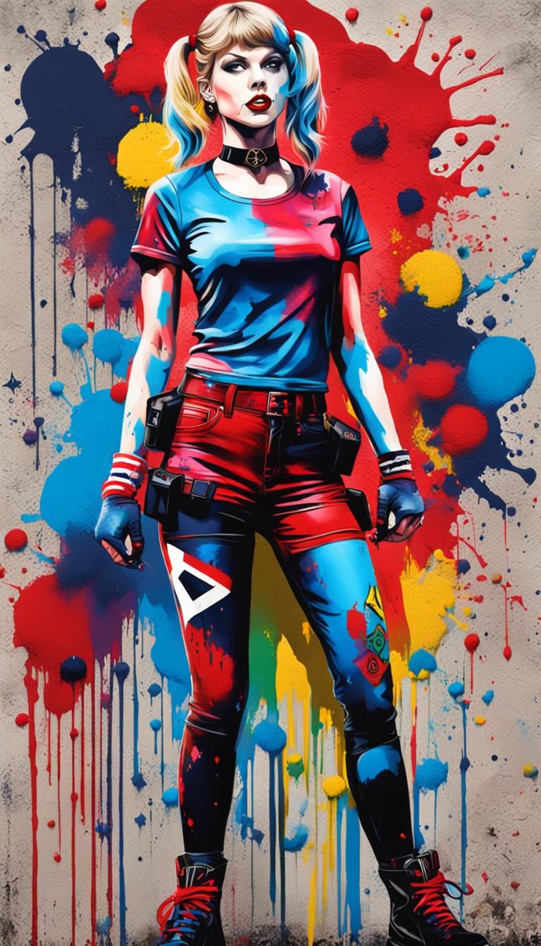 Taylor Swift as Harley Quinn Graffiti Art