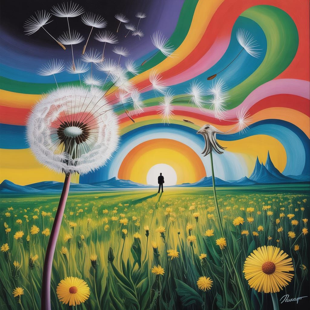 a Million Dandelion dreamscape,  making wishes , Salvador Da...