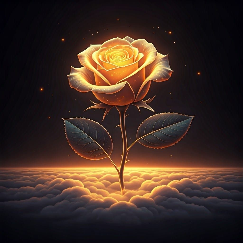 Majestic Cosmic Rose in Ethereal Glow