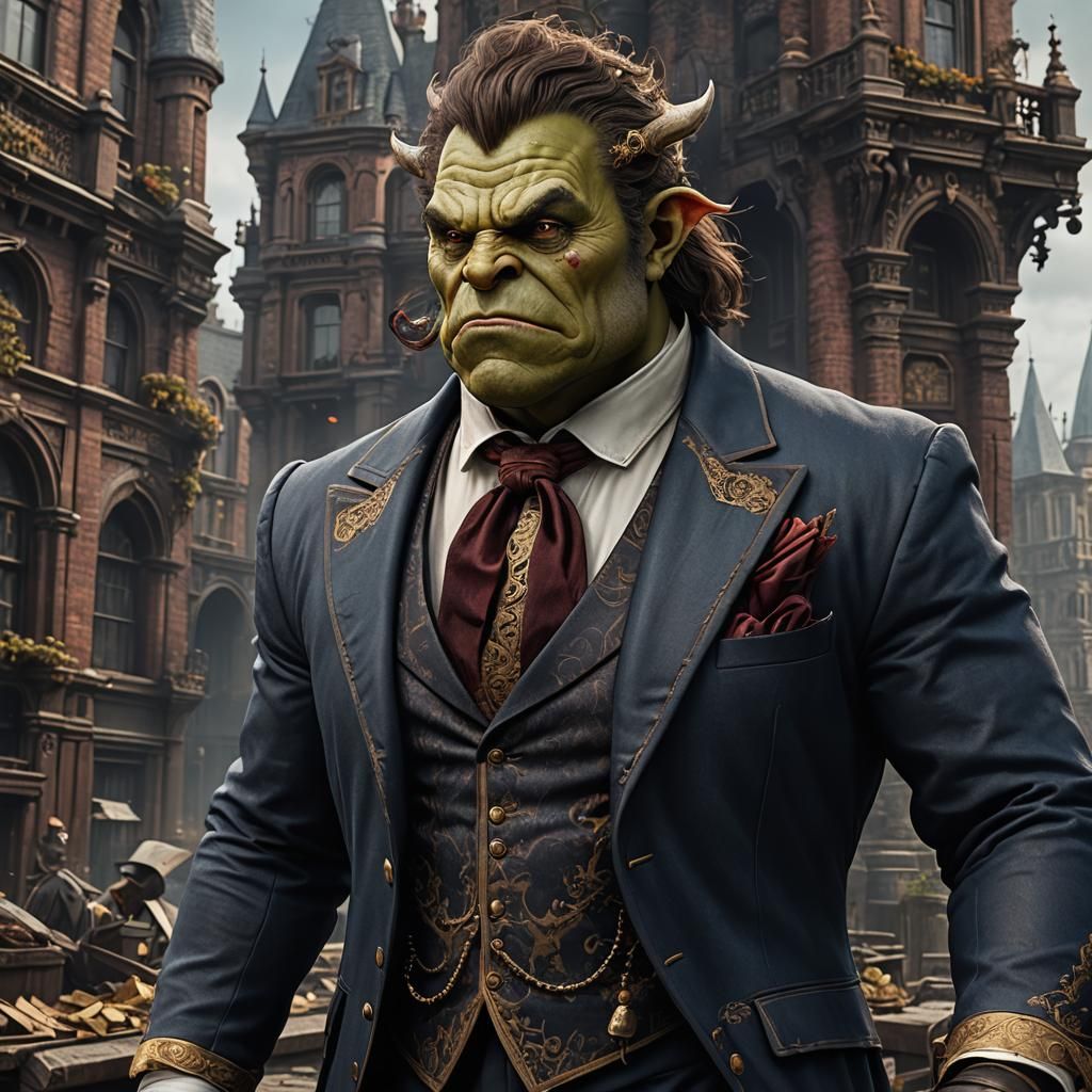Victorian Ogre Businessman in Detailed Digital Painting