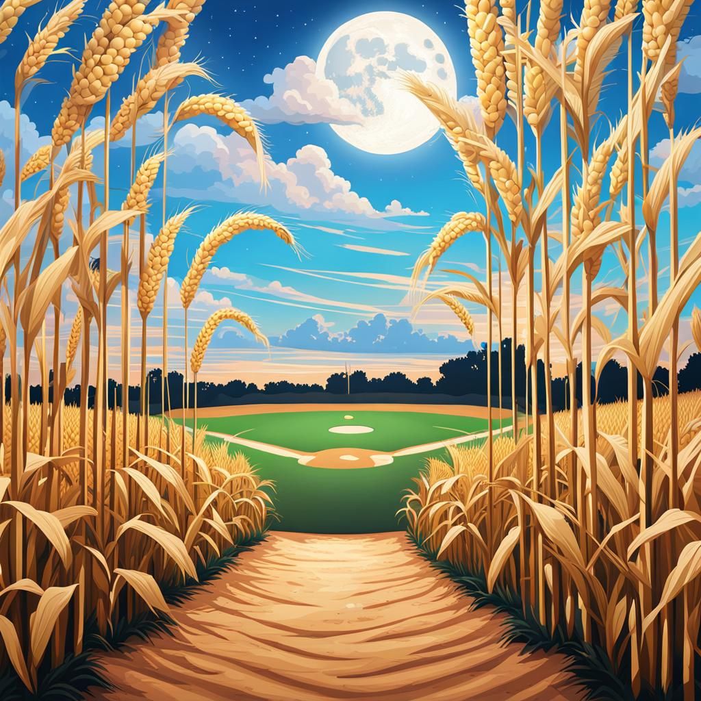 Night Baseball Field Surrounded by Corn