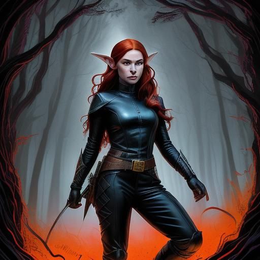 Fantasy Elf in Misty Forest, Comic Book Art