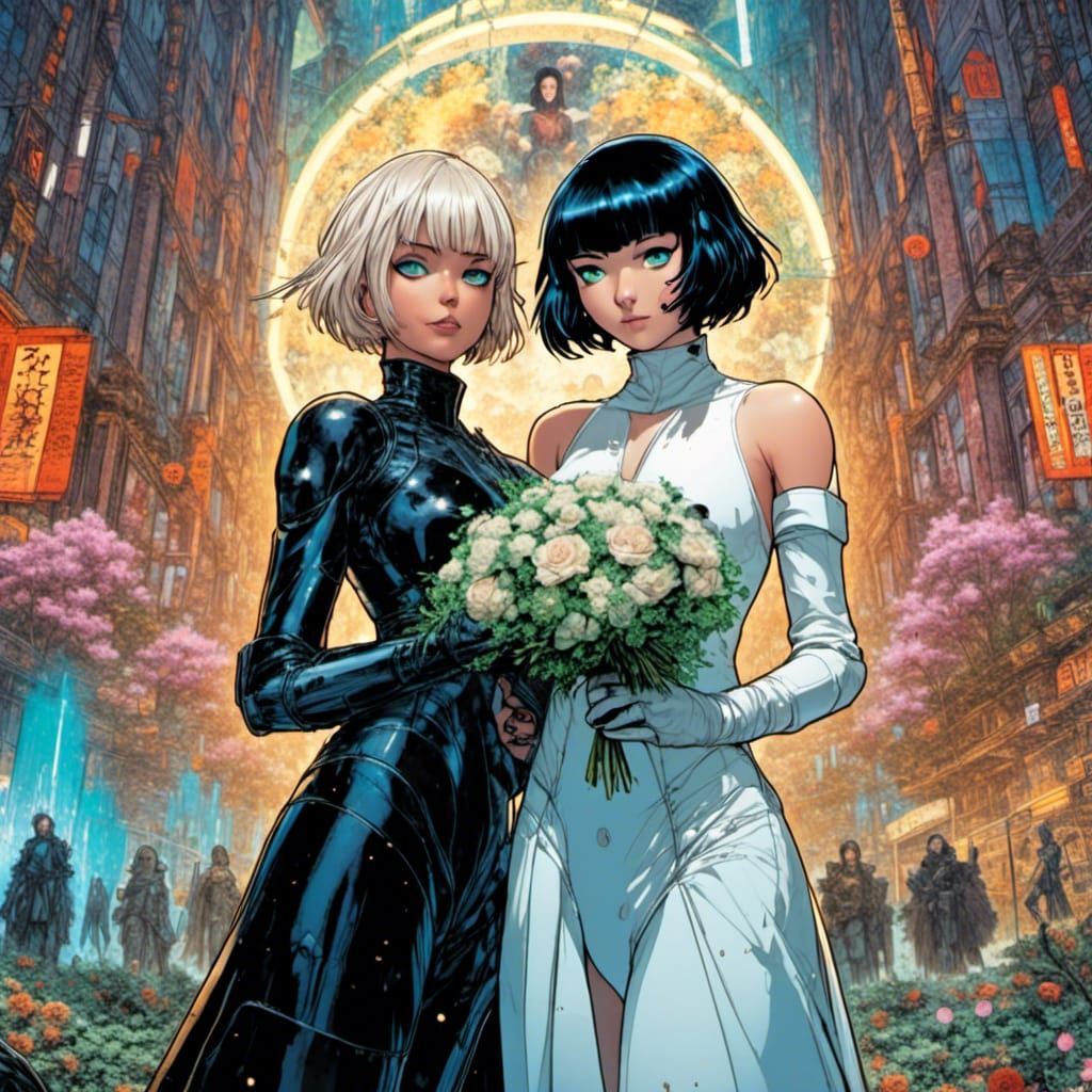 Celtic Cyberpunk Wedding in Comic Book Style
