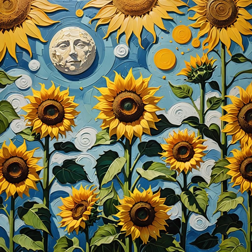 Sunflower Sun and Cheese Moon Optical Illusion