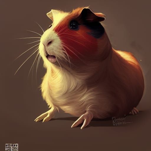 Hyperdetailed Guinea Pig Portrait in Art Nouveau Style