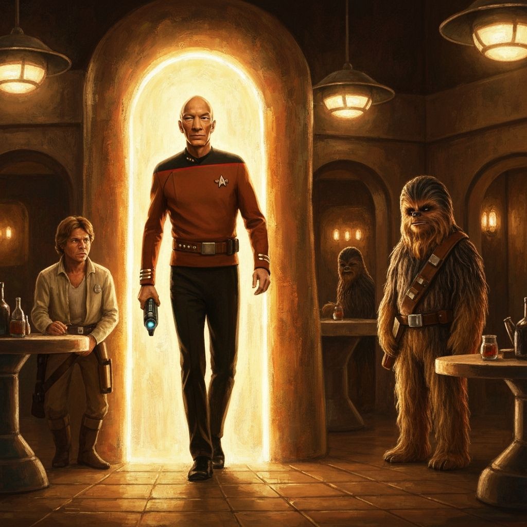 Picard Enters Mos Eisley Cantina in Rembrandt Style