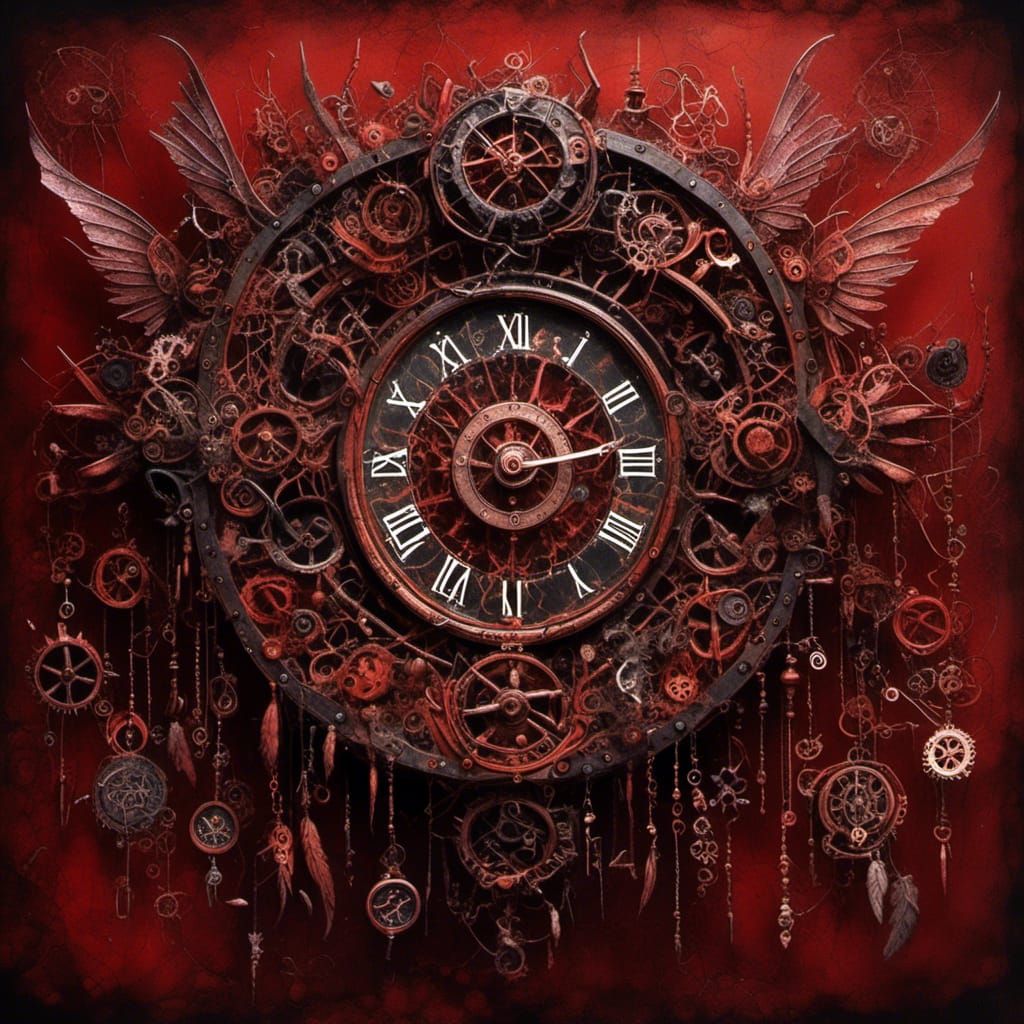 Demonic Clock with Sinister Runes in Dark Fantasy Style
