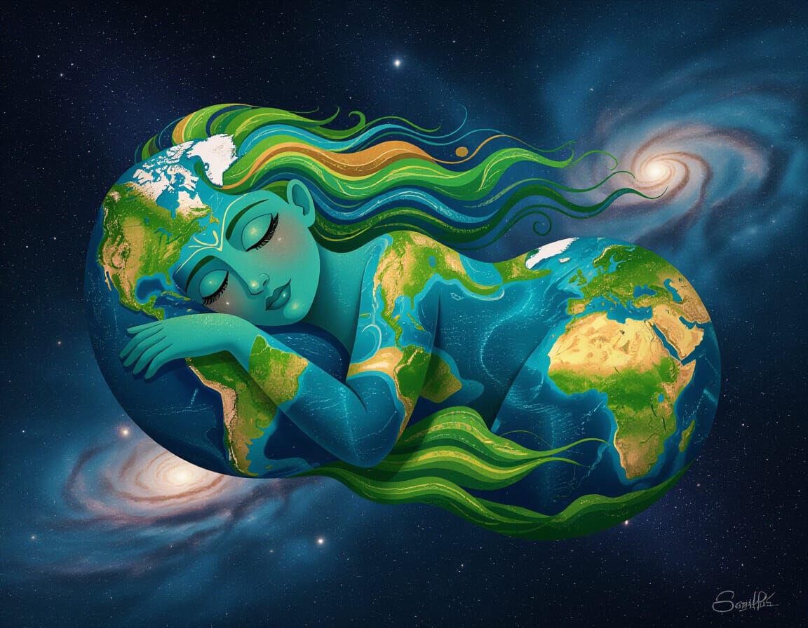 Gaia: Earth Personified as Sleeping Giantess in Nebula